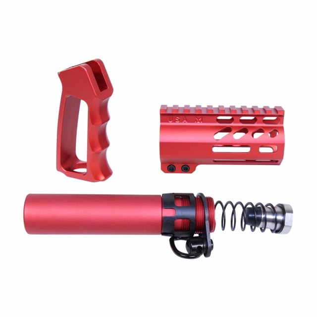 Guntec USA AR-15 Micro Pistol Furniture Set Anodized Red - Guntec Usa