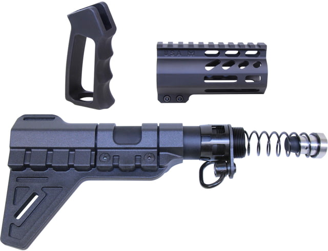 Guntec USA AR-15 Micro Pistol Furniture Set w/Brace Anodized Black