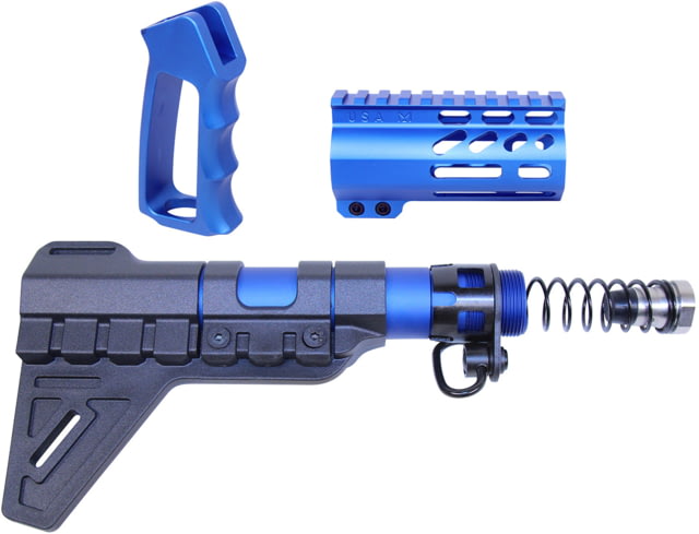 Guntec USA AR-15 Micro Pistol Furniture Set w/Brace Anodized Blue