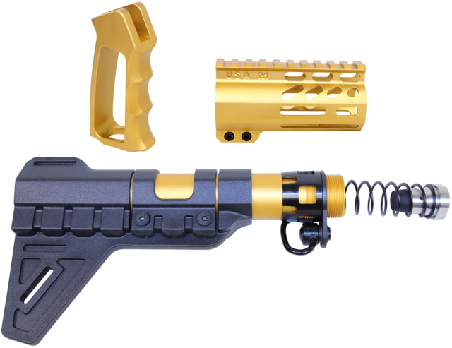 Guntec USA AR-15 Micro Pistol Furniture Set w/Brace Anodized Gold