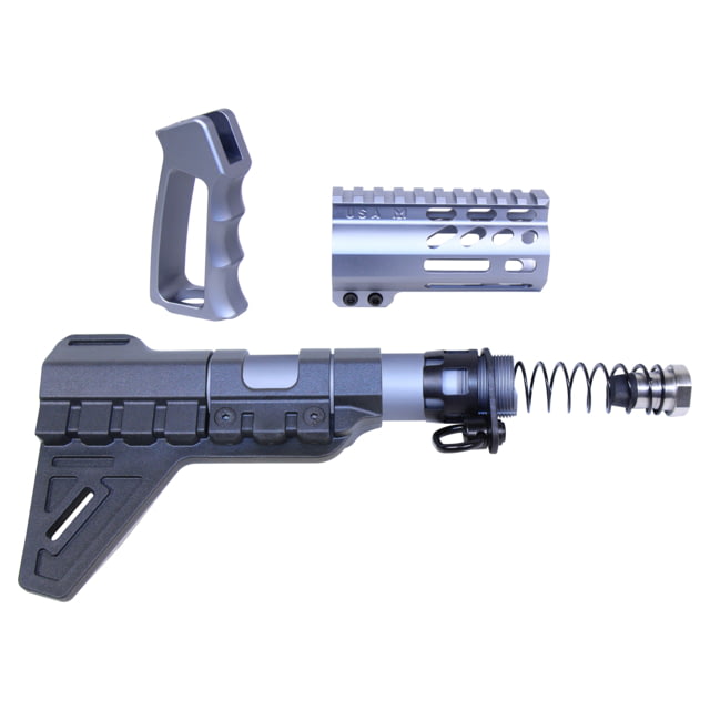 Guntec USA AR-15 Micro Pistol Furniture Set w/ Brace Anodized Grey - Guntec Usa