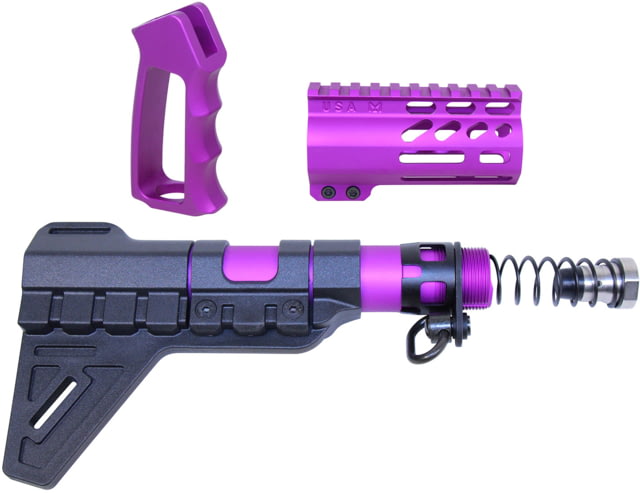 Guntec USA AR-15 Micro Pistol Furniture Set w/Brace Anodized Purple