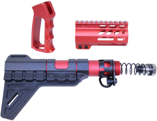 Guntec USA AR-15 Micro Pistol Furniture Set w/Brace Anodized Red