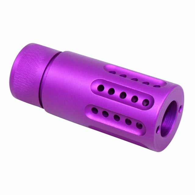 Guntec USA AR-15 Micro Slip Over Barrel Shroud w/ Multi Port Muzzle Brake .308 Small Base 5/8x24 Anodized Purple - Guntec Usa
