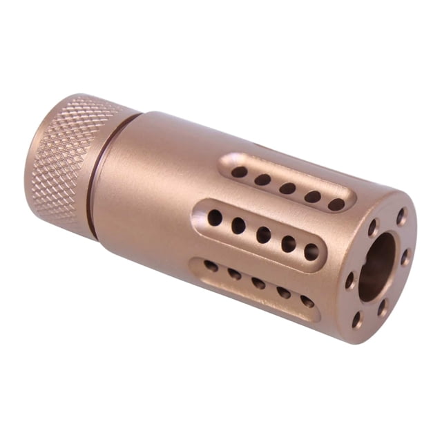 Guntec USA AR-15 Micro Slip Over Barrel Shroud w/ Multi Port Muzzle Brake 5.56mm 1/2x28 Anodized Bronze - Guntec Usa