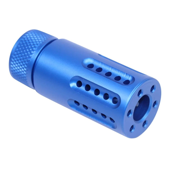 Guntec USA AR-15 Micro Slip Over Barrel Shroud w/ Multi Port Muzzle Brake 9mm 1/2x36 Anodized Blue - Guntec Usa
