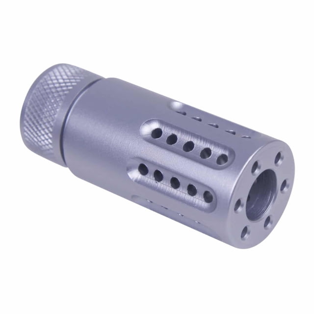 Guntec USA AR-15 Micro Slip Over Barrel Shroud w/ Multi Port Muzzle Brake 9mm 1/2x36 Anodized Grey - Guntec Usa