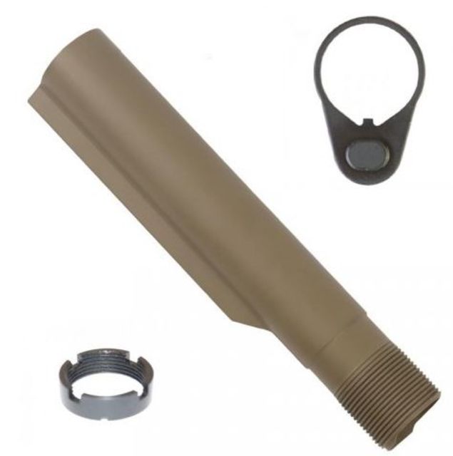 Guntec USA AR-15 Mil-Spec Buffer Tube w/End Plate and Castle Nut Flat Dark Earth - Guntec Usa