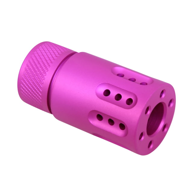 Guntec USA AR-15 Mini Slip Over Barrel Shroud w/ Multi Port Muzzle Brake .223/ 5.56 Caliber 1/2 X 28 Thread Anodized Pink - Guntec Usa