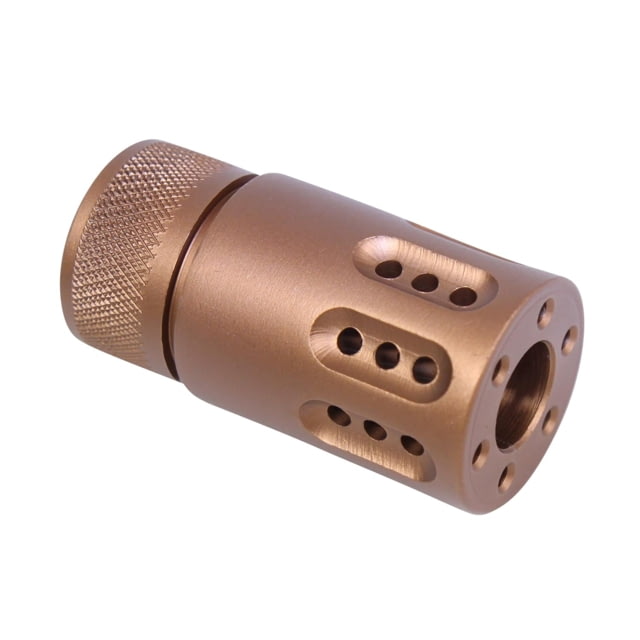 Guntec USA AR-15 Mini Slip Over Barrel Shroud w/ Multi Port Muzzle Brake 5.56mm 1/2-28 Anodized Bronze - Guntec Usa