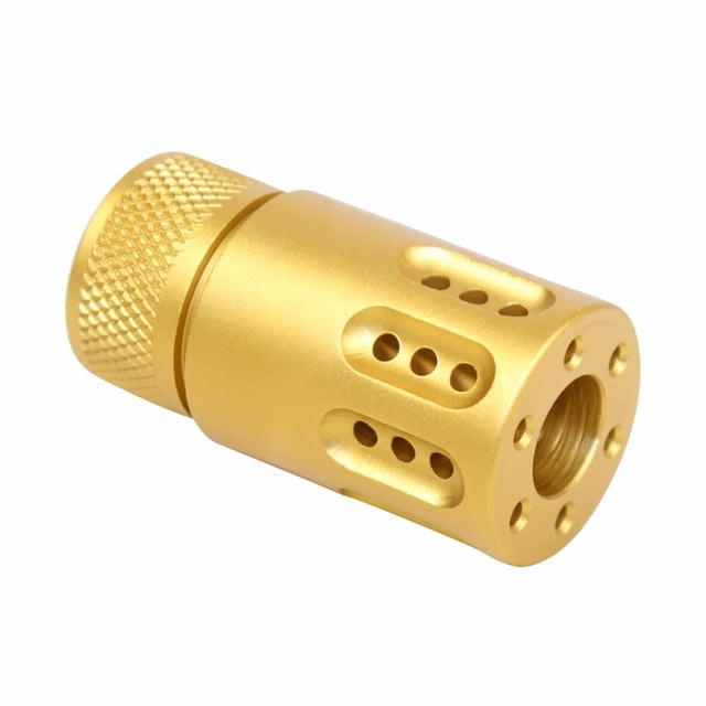 USED Guntec USA AR-15 Mini Slip Over Barrel Shroud w/ Multi Port Muzzle Brake 5.56mm 1/2-28 Anodized Gold - Guntec Usa