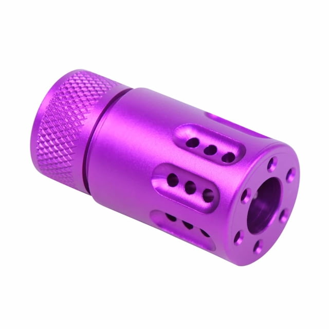Guntec USA AR-15 Mini Slip Over Barrel Shroud w/ Multi Port Muzzle Brake 5.56mm 1/2-28 Anodized Purple - Guntec Usa