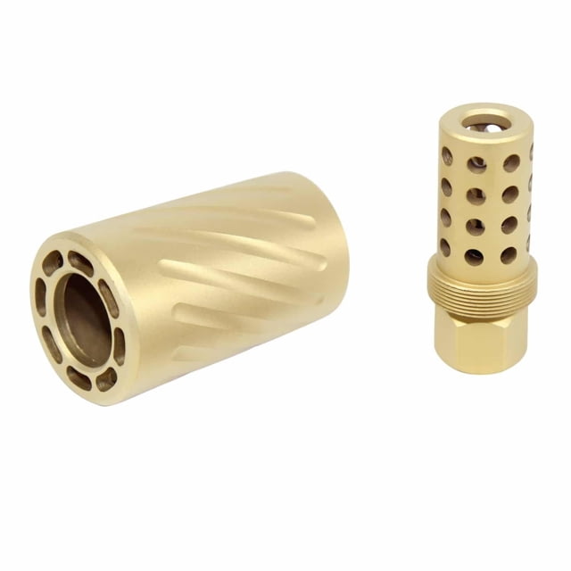 Guntec USA AR-15 Muzzle Comp w/QD Blast Shield 5.56mm / 9mm 1/2X28 Tin Coated - Guntec Usa