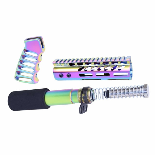 Guntec USA AR-15 Pistol Furniture Set Matte Rainbow Pvd Coated - Guntec Usa