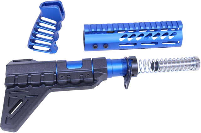 Guntec USA AR-15 Pistol Furniture Set W/Micro Breach Pistol Brace Anodized Blue Anodized Blue - Guntec Usa