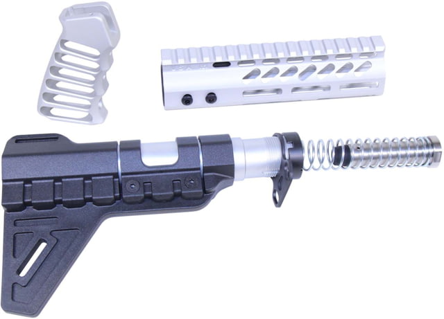 Guntec USA AR-15 Pistol Furniture Set W/Micro Breach Pistol Brace Anodized Clear Anodized Clear - Guntec Usa