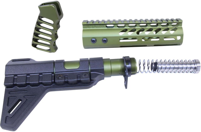 Guntec USA AR-15 Pistol Furniture Set W/Micro Breach Pistol Brace Anodized Green Anodized Green - Guntec Usa