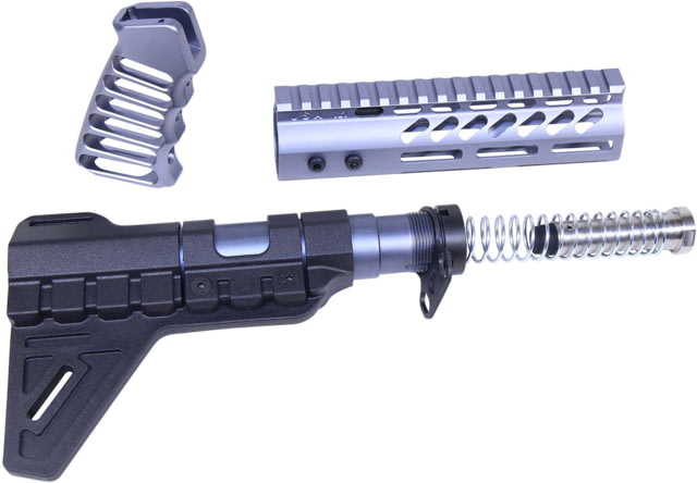 Guntec USA AR-15 Pistol Furniture Set W/Micro Breach Pistol Brace Anodized Grey Anodized Grey - Guntec Usa