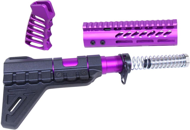 Guntec USA AR-15 Pistol Furniture Set W/Micro Breach Pistol Brace Anodized Purple Anodized Purple - Guntec Usa