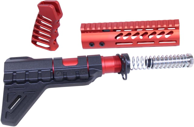 Guntec USA AR-15 Pistol Furniture Set W/Micro Breach Pistol Brace Anodized Red Anodized Red - Guntec Usa