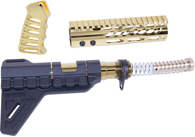 Guntec USA AR-15 Pistol Furniture Set W/Micro Breach Pistol Brace Gold Plated Gold Plated - Guntec Usa