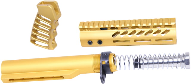 Guntec USA AR-15 Pistol Furniture Set With Miltube Anodized Gold - Guntec Usa