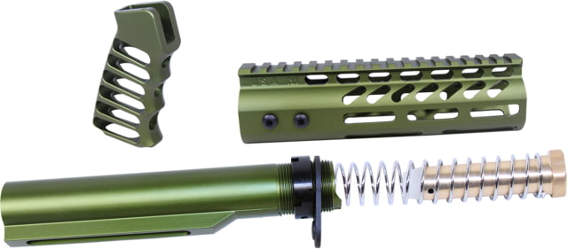 Guntec USA AR-15 Pistol Furniture Set With Miltube Anodized Green - Guntec Usa