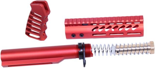 Guntec USA AR-15 Pistol Furniture Set With Miltube Anodized Red - Guntec Usa