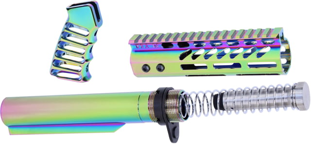 Guntec USA AR-15 Pistol Furniture Set With Miltube Gloss Rainbow PVD - Guntec Usa