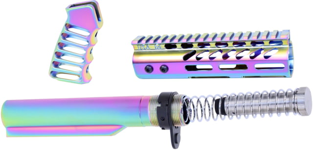 Guntec USA AR-15 Pistol Furniture Set With Miltube Matte Rainbow PVD - Guntec Usa