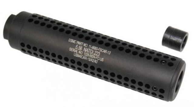 Guntec USA AR-15 Reverse Thread Slip Over Socom Style Fake Suppressor Laser Engraved w/Military Style Marking .223cal Black - Guntec Usa