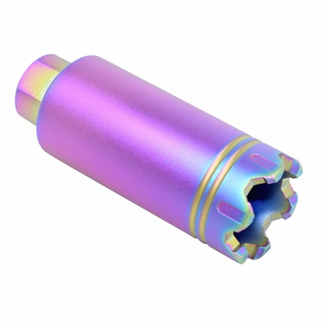 Guntec USA AR-15 Slim Line Trident Flash Can w/Glass Breaker 5.56mm 1/2x28 Matte Rainbow Pvd Coated - Guntec USA
