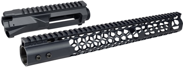 Guntec USA AR-15 Stripped Billet Upper Receiver 15 in Air Lite Series Honeycomb M-LOK Handguard Combo Set Anodized Black - Guntec Usa