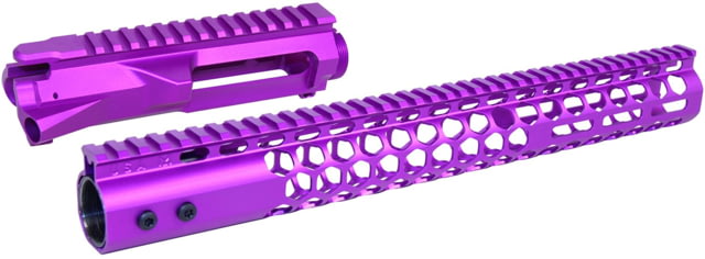 Guntec USA AR-15 Stripped Billet Upper Receiver 15 in Air Lite Series Honeycomb M-LOK Handguard Combo Set Anodized Purple - Guntec Usa