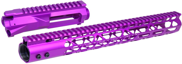 Guntec USA AR-15 Stripped Billet Upper Receiver 15 in Air Lite Series M-LOK Handguard Combo Set Anodized Purple GT-UP-SET-PURPLE-15AIRLITE - Guntec Usa