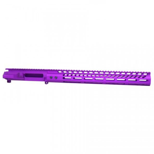 Guntec USA AR-15 Stripped Billet Upper Receiver w/15in Ultralight Series M-Lok Handguard Anodized Purple - Guntec Usa