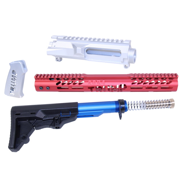 Guntec USA AR-15 "Trump Series" Limited Edition Furniture Set With Upper Anodized Red Clear Blue - Guntec USA