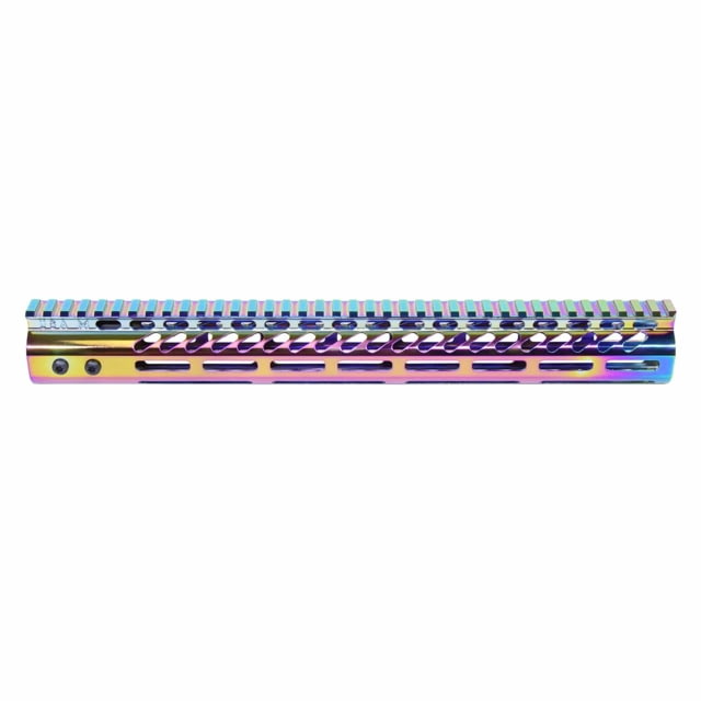 Guntec USA AR-15 Ultra Lightweight Thin M-LOK Free Floating Handguard w/ Monolithic Top Rail 15in Rainbow PVD - Guntec Usa