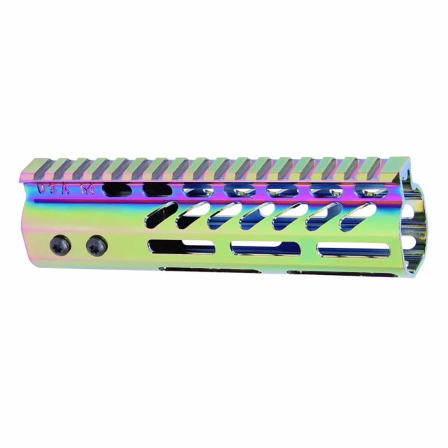 Guntec USA AR-15 Ultra Lightweight Thin M-LOK Free Floating Handguard w/ Monolithic Top Rail 7in Rainbow PVD - Guntec Usa