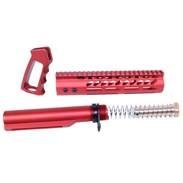 Guntec USA AR-15 Ultra Pistol Furniture Set w/ Milspec Buffer Tube Anodized Red - Guntec Usa