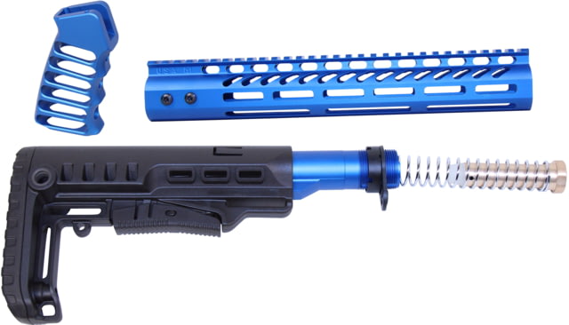 Guntec USA AR-15 Ultralight Series Complete Furniture Set 12in Anodized Blue - Guntec USA