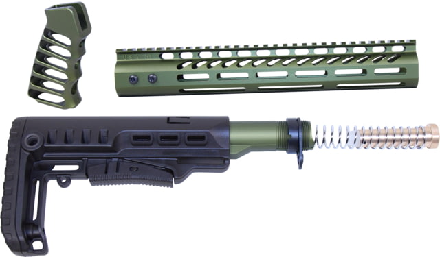 Guntec USA AR-15 Ultralight Series Complete Furniture Set 12in Anodized Green - Guntec USA
