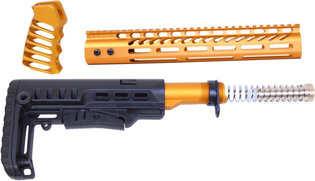 Guntec USA AR-15 Ultralight Series Complete Furniture Set 12in Anodized Orange - Guntec USA