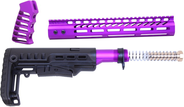 Guntec USA AR-15 Ultralight Series Complete Furniture Set 12in Anodized Purple - Guntec USA