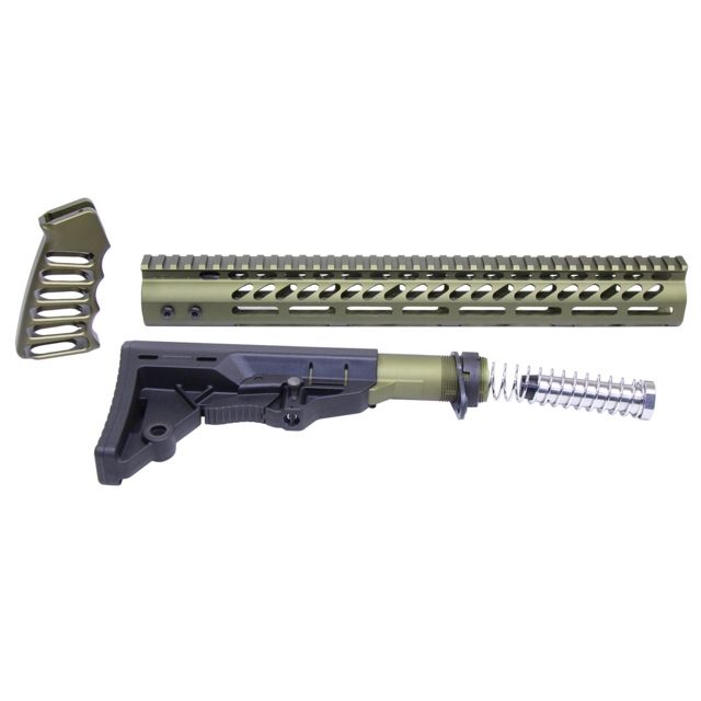 Guntec USA AR-15 Ultralight Series Complete Furniture Set Anodized Green - Guntec Usa