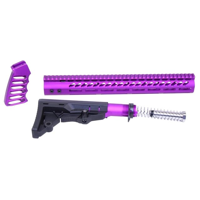 Guntec USA AR-15 Ultralight Series Complete Furniture Set Anodized Purple - Guntec Usa