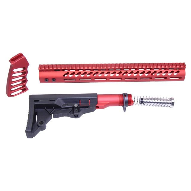 Guntec USA AR-15 Ultralight Series Complete Furniture Set Anodized Red - Guntec Usa