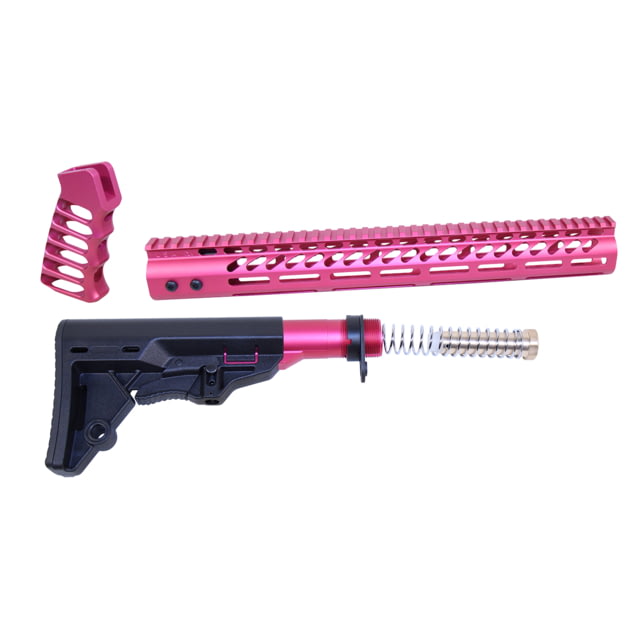 Guntec USA AR-15 Ultralight Series Complete Furniture Set Anodized Rose - Guntec USA