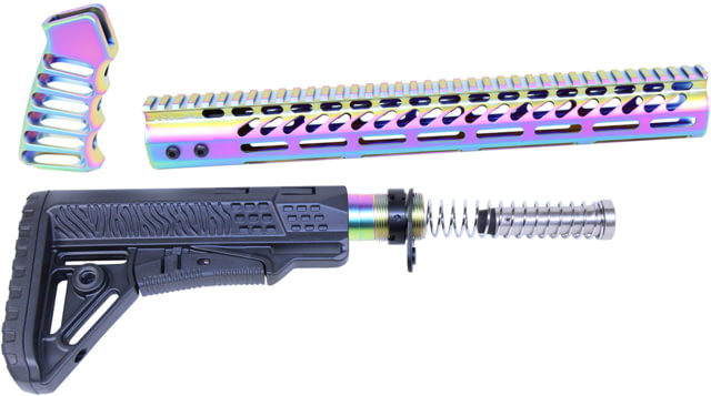 Guntec USA AR-15 Ultralight Series Complete Furniture Set Matte Rainbow Pvd Coated - Guntec Usa