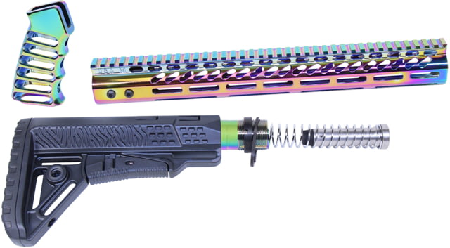 Guntec USA AR-15 Ultralight Series Complete Furniture Set Rainbow PVD - Guntec Usa
